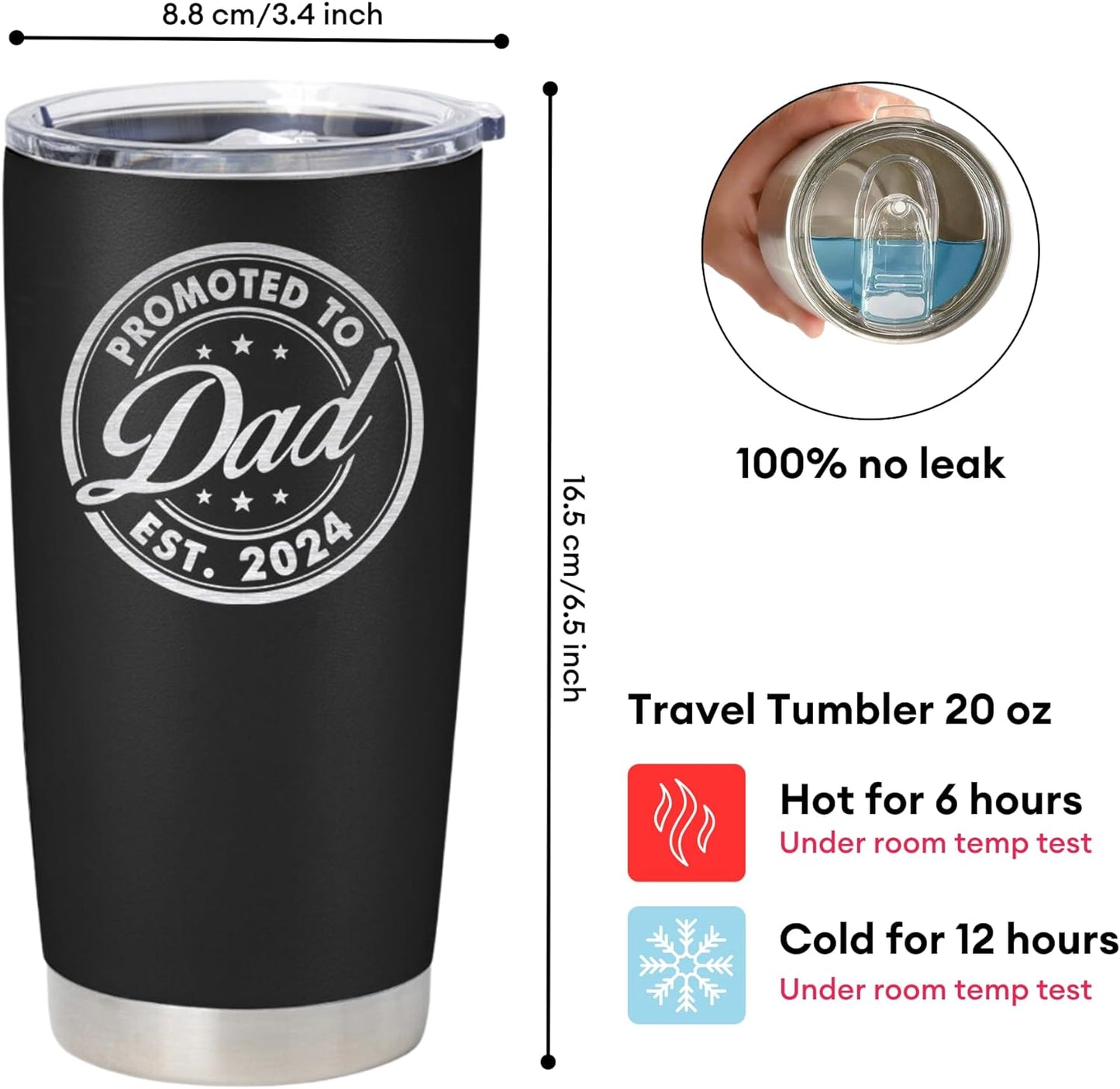 mailabeeus Promoted To Dad 2024 Tumbler, Dad Est 2024 Mug, Dad Established 2024 Coffee Cup, New Parents Gifts, First Time Daddy Gifts For Fathers Day And Christmas, Father To Be, Daddy To Be Gift Ideas