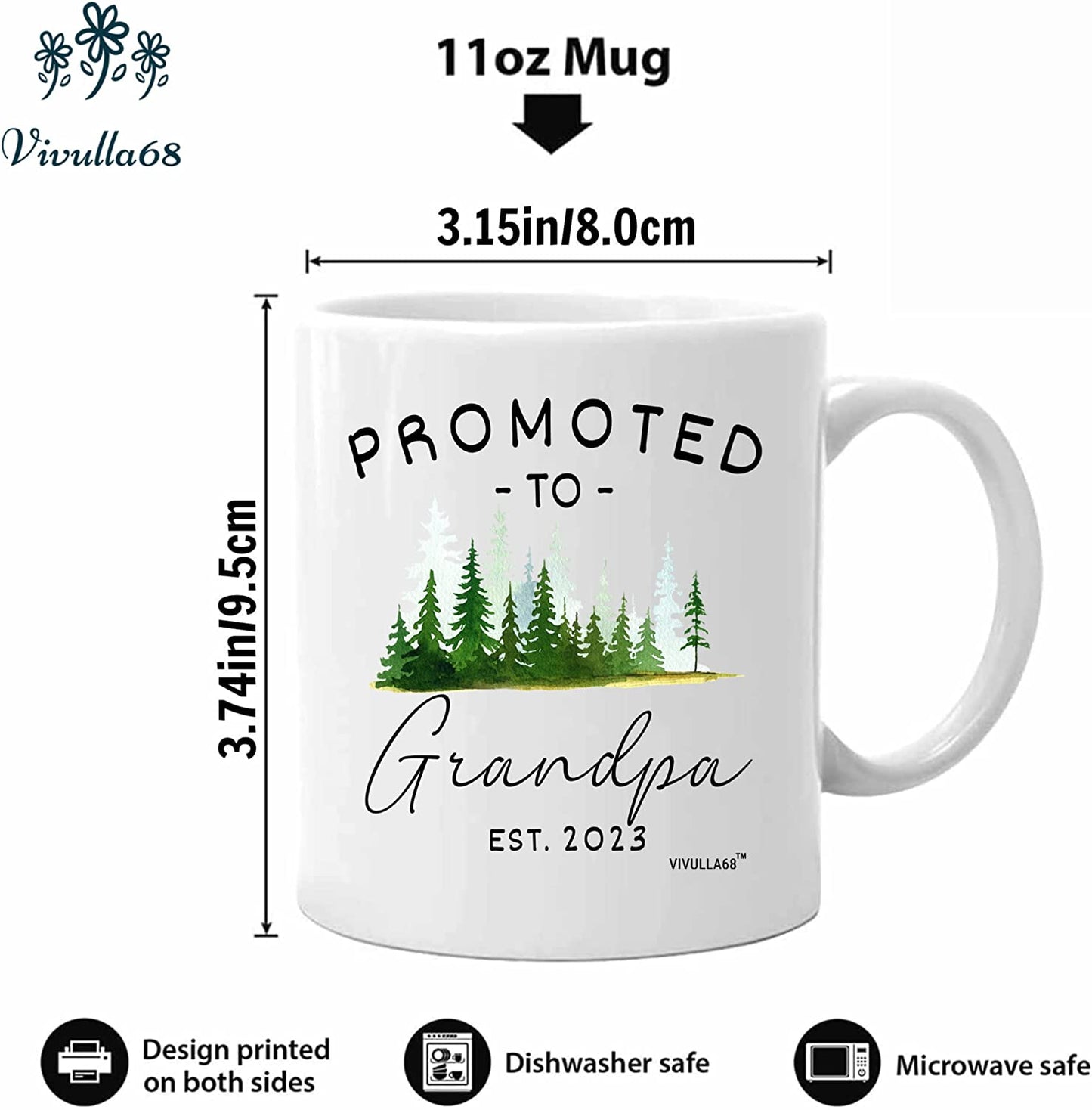 mailabeeus Promoted To Grandparents Grandma And Grandpa 2023 Mugs, Pregnancy Announcement For Grandparents Mug Set, Grandma And Grandpa Announcement Gifts, Grandparents Baby Announcement Gifts