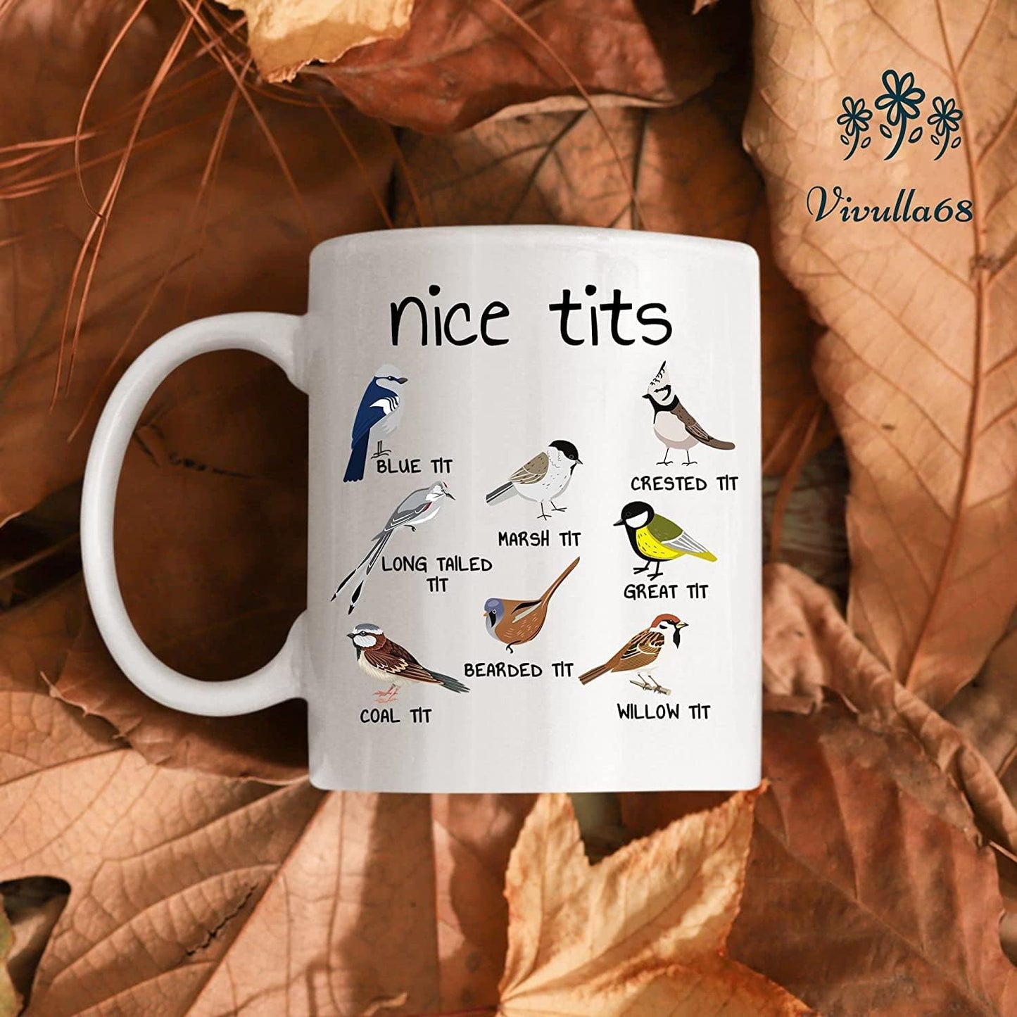 mailabeeus Nice Tits Bird Mug, Fowl Language Bird Mug, Nice Tits Mug, Mug With Birds, Foul Language Bird Mug, Bird Mug, Bird Coffee Mug