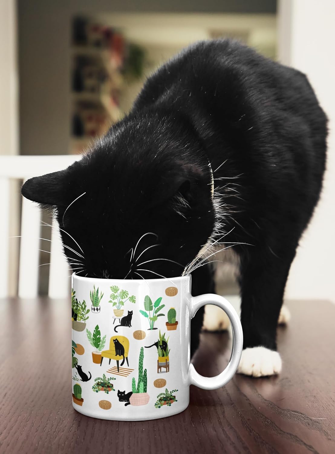 mailabeeus Cat And Plant Mug, Gardening Gifts For Women, Cat Christmas Gifts For Women, Cat Cup, Cat Coffee Mugs For Cat Lovers, Plant Lover Gifts For Women, Cat Themed Gifts For Women, Plant Mom Gifts