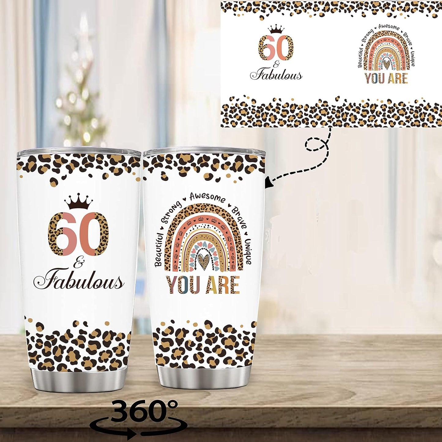 mailabeeus Happy 60th Birthday Gifts For Women, 60 Birthday Gifts For Women, Birthday Gifts For 60 Year Old Woman, 1963 Birthday Gifts Women, Turning 60 Gifts, 60th Birthday Tumbler With Lid and Straw