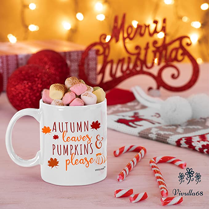 mailabeeus Autumn Leaves and Pumpkin Please 11oz Mug Sweater Weather Coffee Mug Fall Coffee Mug Cups Gift Ideas Autumn Coffee Mug Hello Pumpkin Thanksgiving Mug Gift For Her