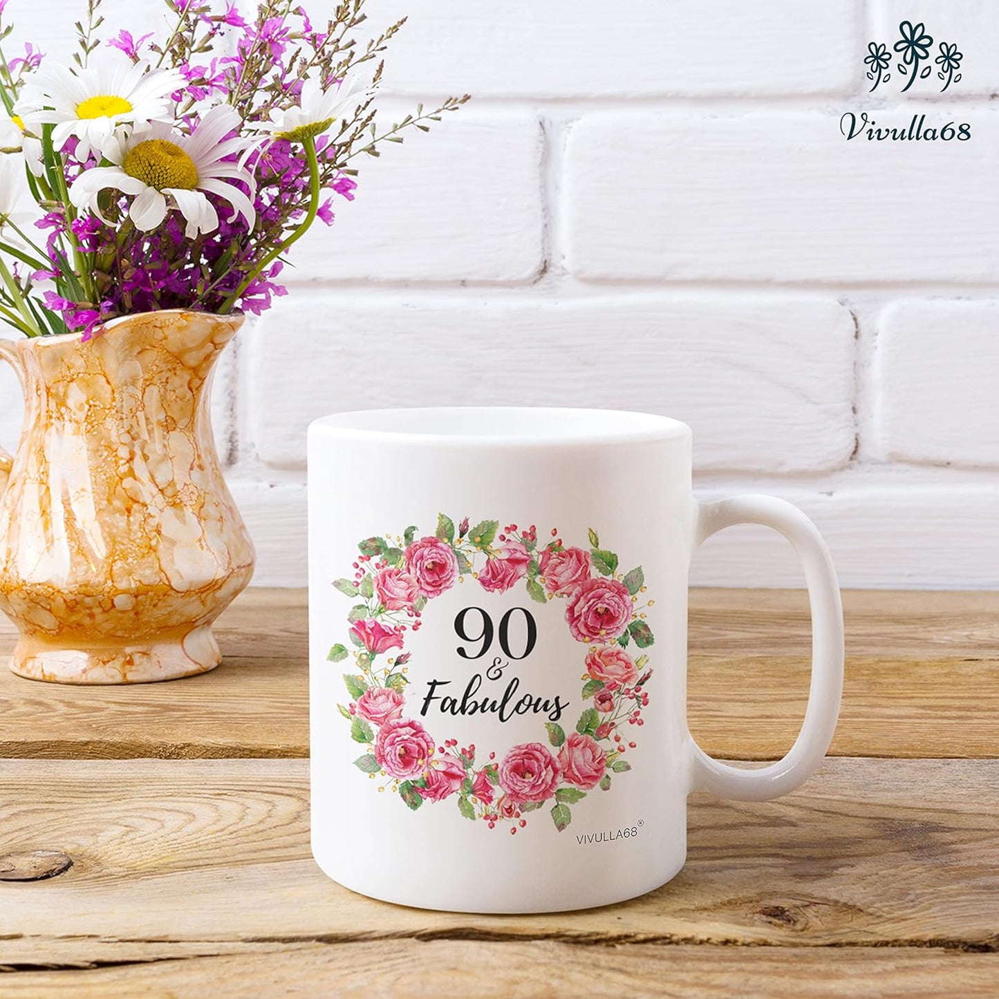 mailabeeus 90 Fabulous Birthday Mug, 90th Birthday Gifts For Women, 90 Year Old Birthday Gifts For Women, 90th Birthday Decorations For Woman, 90th Birthday Cups, 90th Birthday Gift Ideas For Grandma