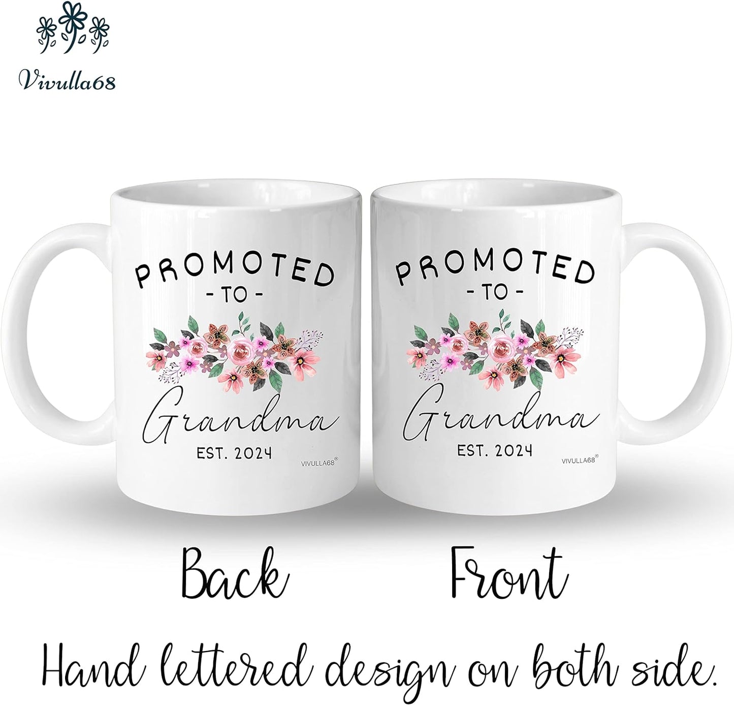 mailabeeus Promoted To Grandparents Grandma And Grandpa 2024 Mugs, Pregnancy Announcement For Grandparents Mug Set, Grandma And Grandpa Announcement Gifts, Grandparents Baby Announcement Christmas Gift