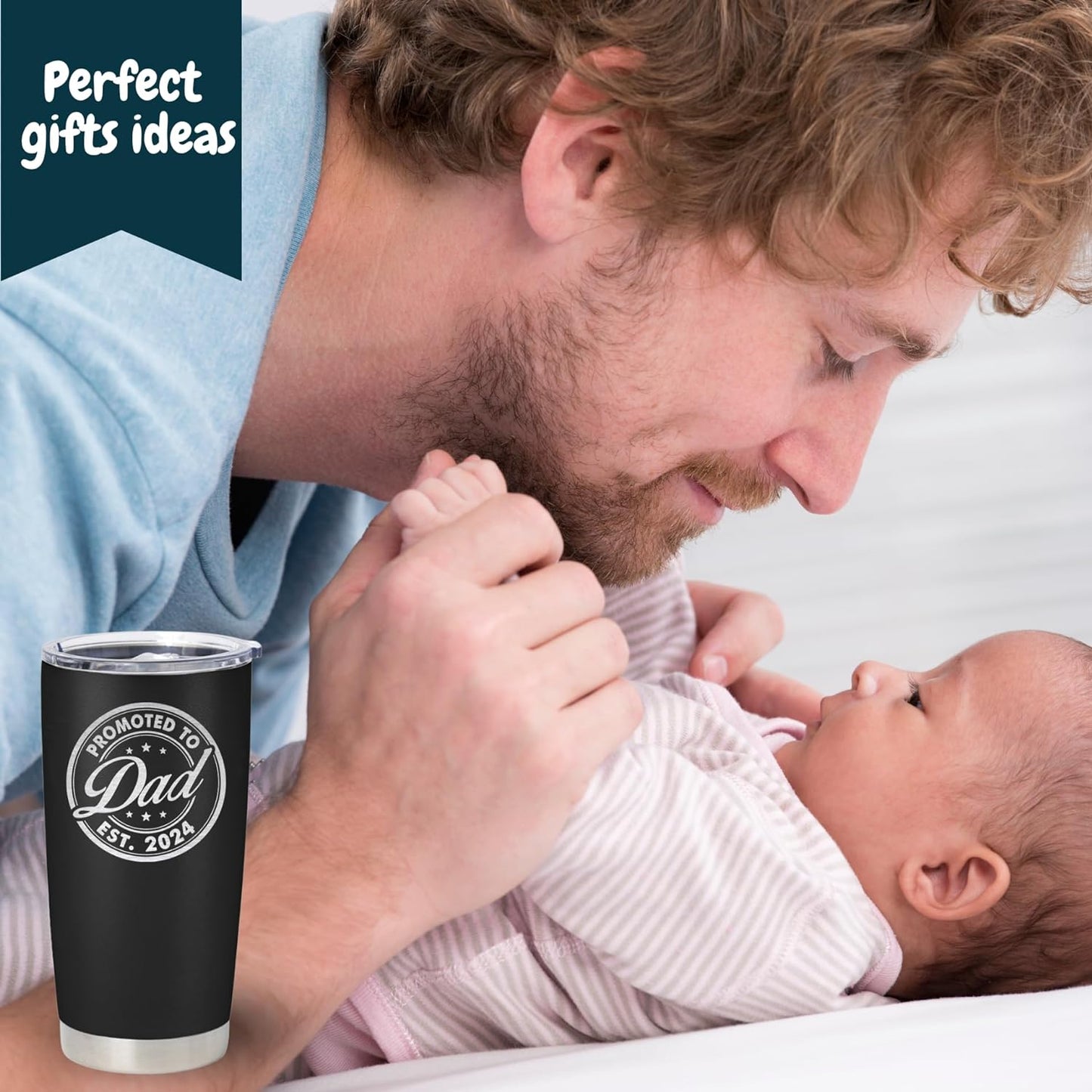 mailabeeus Promoted To Dad 2024 Tumbler, Dad Est 2024 Mug, Dad Established 2024 Coffee Cup, New Parents Gifts, First Time Daddy Gifts For Fathers Day And Christmas, Father To Be, Daddy To Be Gift Ideas