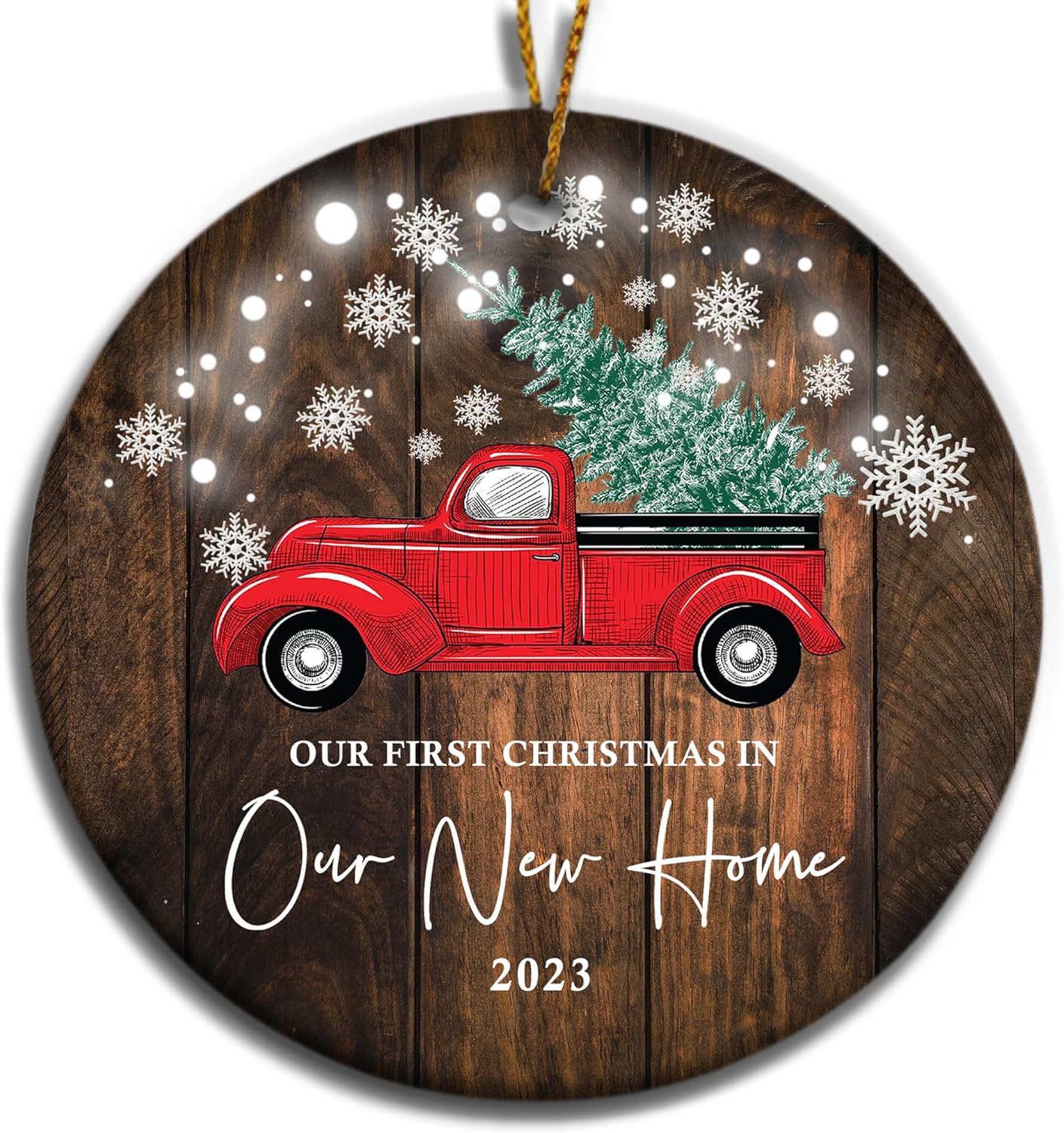mailabeeus New Home Ornament 2023, New Home Christmas Ornament 2023, First Christmas in Our New Home Ornament 2023, 1st Christmas in Our New Home 2023 for Christmas Tree, Red Truck Christmas Ornament
