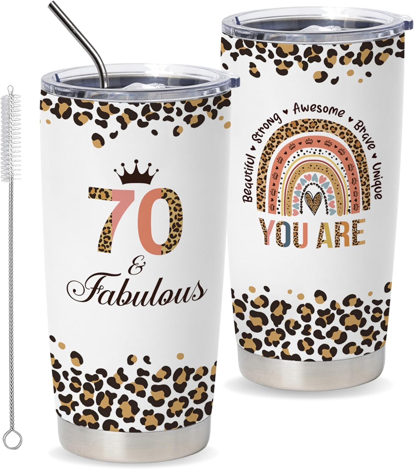 mailabeeus Happy 70th Birthday Gifts For Women, Best Gifts Idea For 70 Year Old Woman, 1953 Birthday Gifts Women, 70 Birthday Gifts For Women Turning 70, 70 Year Old Birthday Tumbler With Lid And Straw