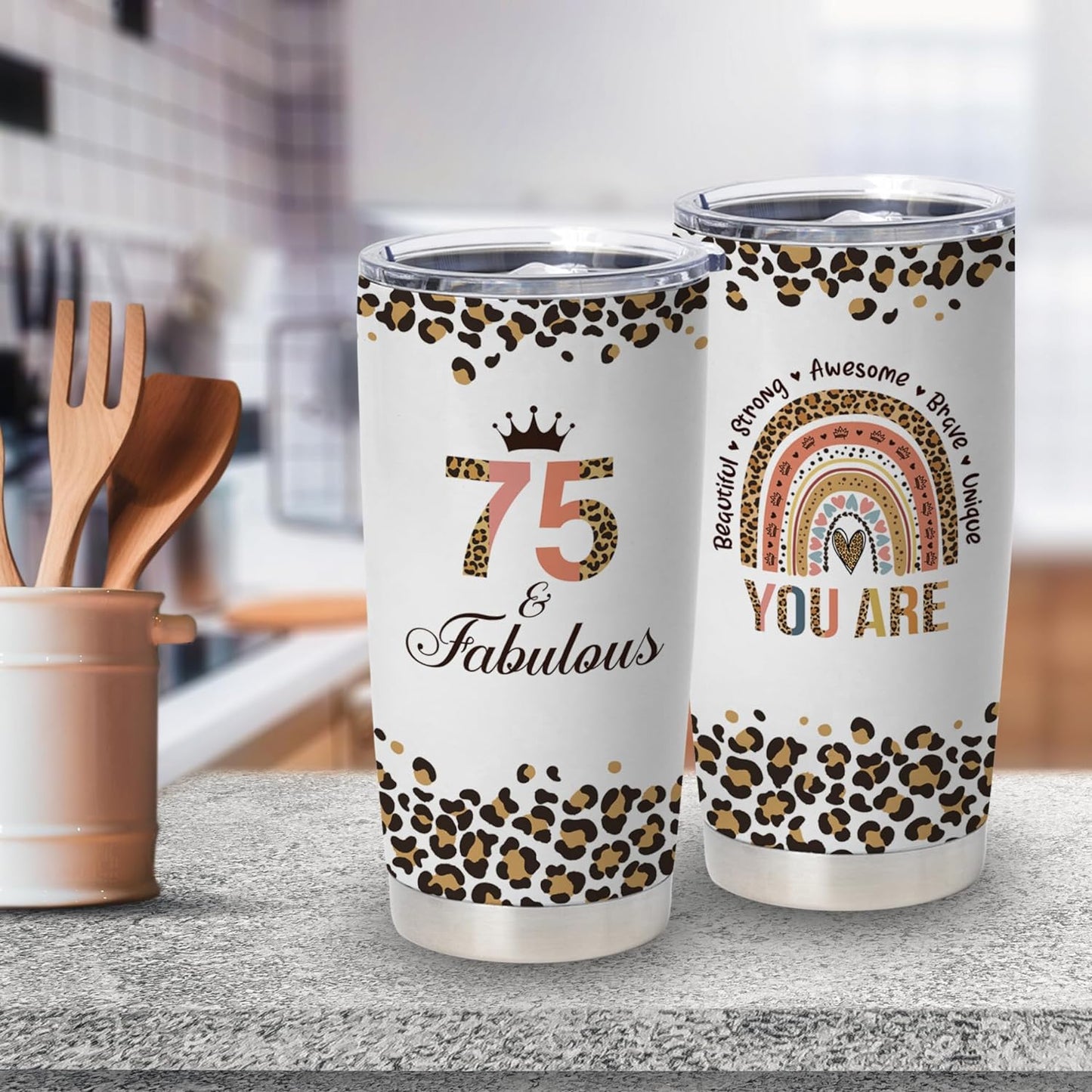 mailabeeus 75th Birthday Gifts For Women, 1948 Birthday Gifts, Gifts For 75 Year Old Woman, Gifts For Women Turning 75, 75th Birthday Travel Coffee Mug For Mom, 75th Birthday Tumbler 20 Oz