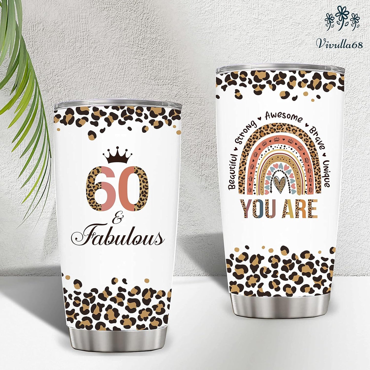 mailabeeus Happy 60th Birthday Gifts For Women, 60 Birthday Gifts For Women, Birthday Gifts For 60 Year Old Woman, 1963 Birthday Gifts Women, Turning 60 Gifts, 60th Birthday Tumbler With Lid and Straw