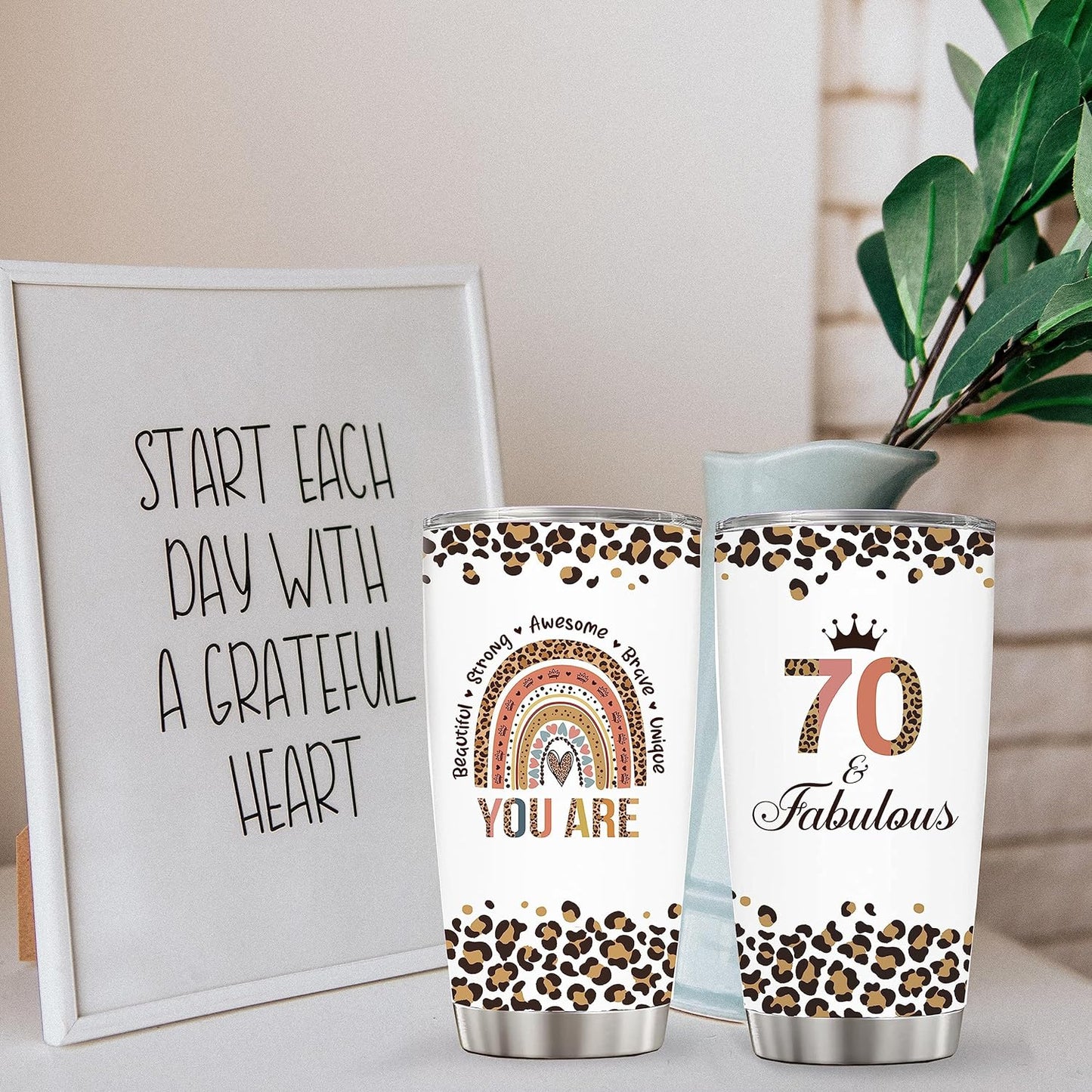 mailabeeus Happy 70th Birthday Gifts For Women, Best Gifts Idea For 70 Year Old Woman, 1953 Birthday Gifts Women, 70 Birthday Gifts For Women Turning 70, 70 Year Old Birthday Tumbler With Lid And Straw